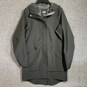 REI Co-op Rain Jacket XeroDry GTX Trench Coat Womens Small Black GORE-TEX